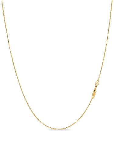 KEZEF 925 Sterling Silver Box Chain Necklace for Women & Men, 0.7mm Thin Chain Necklace, Available in Sterling Silver, Gold Plated & Rose Gold Plated Finishes, Made in Italy - color: 18kt Gold, size: 16 Inch