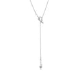 925 Sterling Silver Lariat Necklace, Long Tassel Necklace For Women, 14K Yellow Gold Necklaces Irregular Cross Knotted Shaped, Snake Collarbone Chain Jewelry For Girlfriend, Boho Necklace - color: Silver