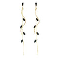 Crystal Drop Earrings,Zirconia Rhinestone Dangling Earrings for Women Prom Party Jewelry Gifts， Dangle Fashion Jewelry Crystal Earrings for Women - color: black gold
