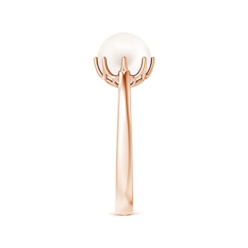 Angara Freshwater Pearl Crown Ring in Silver/14K Solid Gold/Platinum | Freshwater Pearl Solitaire Ring for Women | June Birthstone, Anniversary Jewelry Gift - color: Rose Gold, size: 4