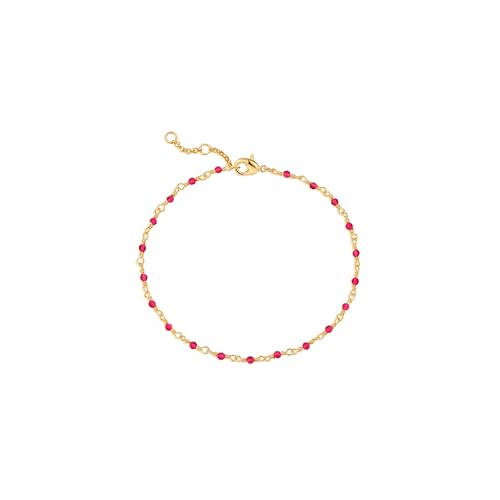 Dremmy Studios Gold Bracelet for Women 18K Gold Plated Dainty Paperclip Cubic Zirconia Disc Coin Star Cable Satellite Bead Pearl Simple Boho Minimalist Stacking Layered Link Jewelry Gift - color: CZ Rose