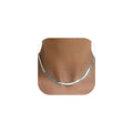 FOCALOOK 14K Gold Plated Necklaces for Women, Fashion Herringbone Choker Necklace Stainless Steel Flat Snake Chain 3/5MM(W) 12.5"/15"/18"+3.5"(L) - color: 5MM-Silver-15"