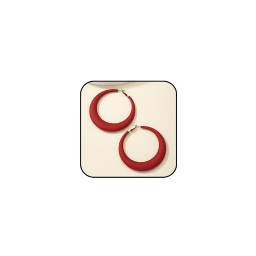 Chunky Gold Large Hoop Earrings for Women, Dainty 14K Gold Big Circle Round Statement Earrings Silver Trendy Thick Hoops Ear Jewelry for Anniversary - color: Red