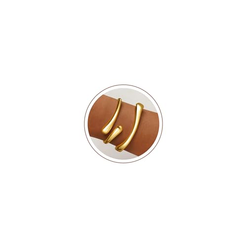 Gold Bracelets for Women Trendy, 18K Gold Plated Bangle Bracelet Set Chunky Twist Cuff Gold Bracelet Non Tarnish Waterproof Jewelry Gifts for Women - color: Gold-2PCS