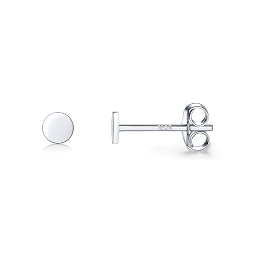 925 Sterling Silver Dot Stud Earrings | Small Simple Round Disc Stud Earrings | Tiny Flat Circle Hypoallergenic Cartilage Tragus Piercing Earrings Gifts for Women Men 2mm 3mm 4mm 5mm - color: #3 white gold-3mm