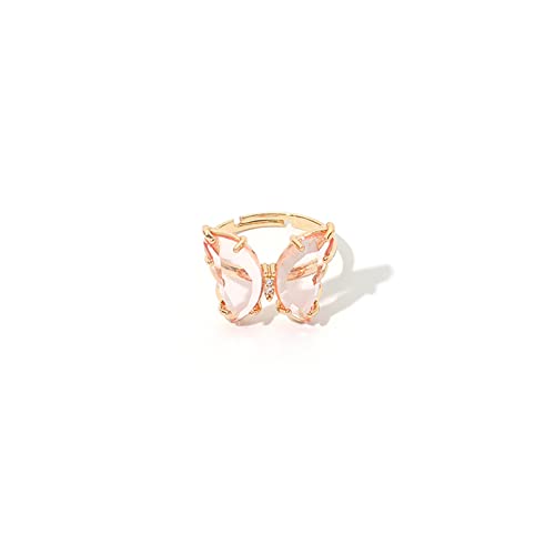 8Pcs Colorful Vintage Bohemian Acrylic Butterfly Knuckle Rings Set for Women Cute Open Adjustable Cuff Circle Finger Thumb Animal Ring Retro Boho Insect Jewelry - color: A 8pcs