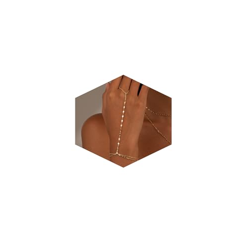 CHESKY 14k Gold Plated Hand Chain Bracelet for Women Trendy, Dainty Ring Bracelets Hand Chain Finger Nail Bracelet Simple Gold Hand Jewelry for Women Gifts - style: Lips