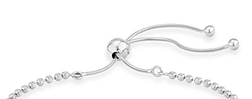 Miabella 925 Sterling Silver or 18Kt Yellow Gold Plated 925 Sterling Silver Infinity Adjustable Bolo Beaded Ball Chain Bracelet for Women, Made in Italy - style: Sterling Silver