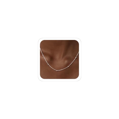 MBW Silver Paperclip Chain Necklace for Women,Dainty Sterling Silver Choker Necklaces for Women Trendy Simple Long Chunky Minimalist Waterproof Link Necklace Jewelry Gifts for Women 16/18/20 in - color: Beaded-20inch
