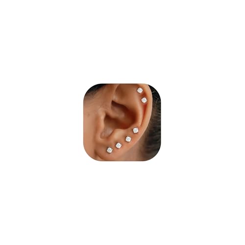 10 Pairs Small Stud Earrings for Women Precision-Cut Cubic Zirconia Earrings for Sensitive Ears Hypoallergenic Surgical Stainless Steel Tiny Stack Earrings for Multiple Piercing - color: 3mm-10 Pairs
