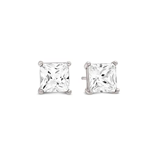 KEZEF Sterling Silver Stud Earrings for Women & Men - 4-Prong Setting Cubic Zirconia Earrings Studs - Premium CZ S925 Hypoallergenic - Available in 14K White and Yellow Gold, Rose Gold - 3mm to 9mm - color: 14K White Gold, size: 7mm - Noticeable