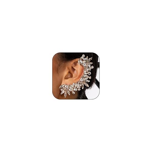 Crystal Ear Cuff Earrings for Women Rhinestone No Piercing Crystal Sparkly Ear Cuff Statement Earrings Wedding Party Jewelry - style: Left A
