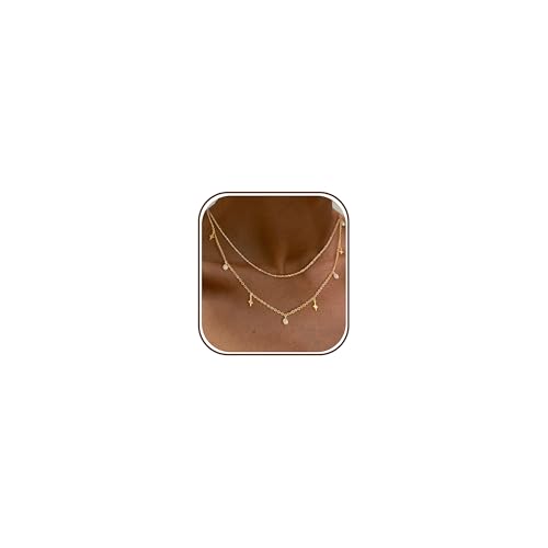 Layered Necklaces For Women,Dainty Gold Plated Necklace Stack Prom Layering Necklaces For Women Trendy Chain Cross Choker Necklace Set Fashion Accessories - color: star+satellite