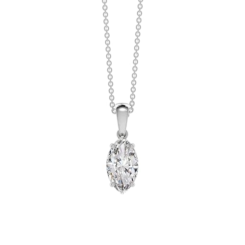 Marquise Cut CZ Solitaire Pendant Necklace in Sterling Silver, Marquise Cut Diamond Necklaces for Women, Bridal Jewelry Gifts for her BFF - color: Sterling Silver
