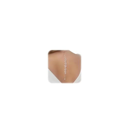 Simple Crystal Leaf Back Chain Body Jewelry for Women Festival Rhinestone Necklace Bridal Wedding Backdrop Body Accessories Jewelry - color: Silver