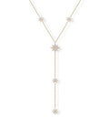 PAVOI 14K Gold Plated Drop Lariat Chain for Women - Cubic Zirconia Long Necklace - Station Star Layered Beaded Y Necklace - style: Northern Star