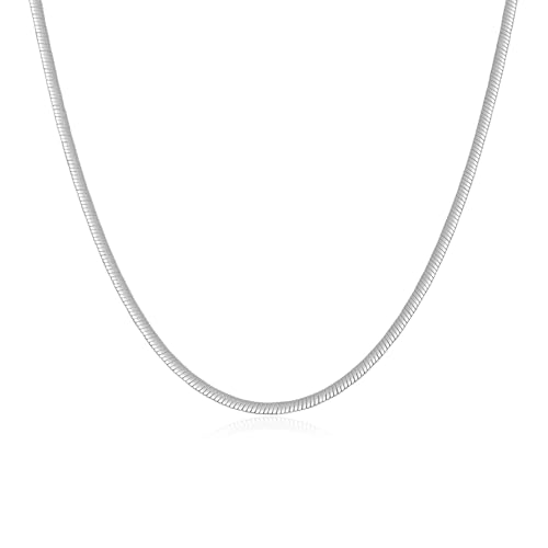 ARSIS 18K Gold Plated Herringbone Necklace Snake Chain Choker Dainty Layered Hypoallergenic Jewelry Gift for Women - color: Silver Single Layer 3mm