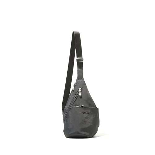 Baggallini Mini Sling - 12x7 Sling Crossbody Bag Backpack with Adjustable Shoulder Strap - color: Charcoal