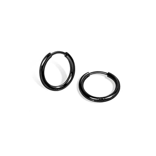 1 Pair 6mm Black Earrings for Men Women, 316L Surgical Stainless Steel Small Hoop Earrings Hypoallergenic Non Tarnish Cartilage Hoop Earrings for Multiple Piercing Huggie Hoop Earrings (Black/2.0mm) - color: Black, size: 6mm (Thickness: 2.0MM)