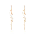 Temperament Long Zircon Tassel Earrings for Women Charm Jewelry Sparkling Crystal Leaves Twist Dangle Earrings for Friends - color: Gold