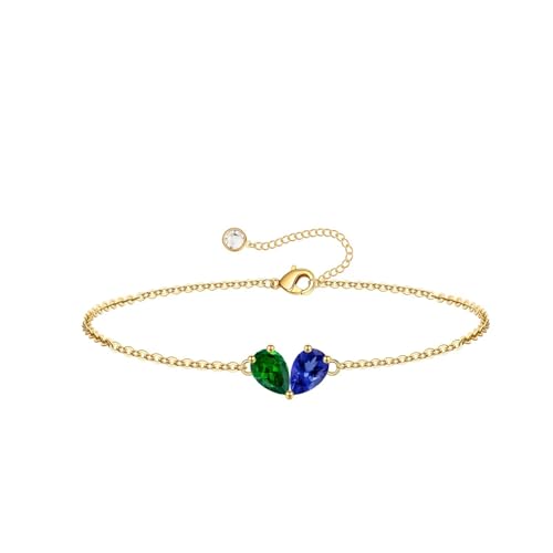 Turandoss Gifts for Women Her Daughter - 6 7 8 9 10 11 12 13 14 15 16 Year Old Girls Birthday Gifts, 14K Dainty Gold Plated Created Birthstone Bracelets for Women Girls Teens Jewelry Gifts - color: 05-09-May-Sep-Birthstone