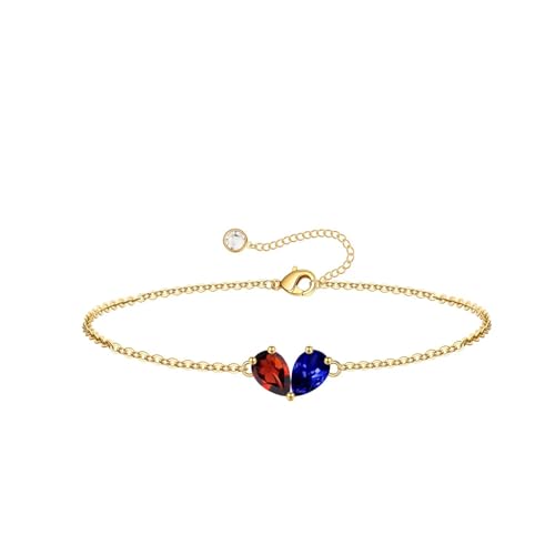 Turandoss Gifts for Women Her Daughter - 6 7 8 9 10 11 12 13 14 15 16 Year Old Girls Birthday Gifts, 14K Dainty Gold Plated Created Birthstone Bracelets for Women Girls Teens Jewelry Gifts - color: 01-12-Jan-Dec-Birthstone