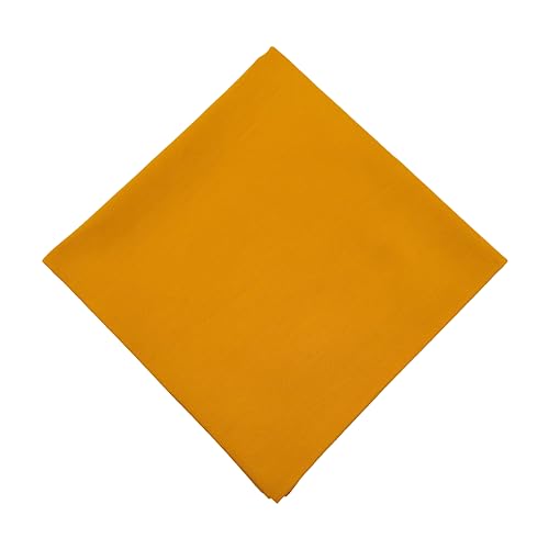 100% Cotton Bandana 27x27 Large Solid Head Scarf for Men Women Thick Opaque Reusable Wrapping Cloth Gift & Lunch - color: Yellow Single