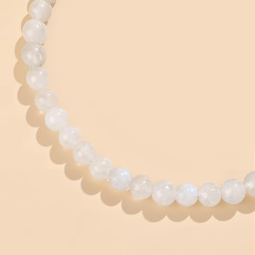 Natural Gemstone Beads Bracelets Healing Crystal Stone Beaded Bracelet for Women Men Handmade Spiritual Jewelry Gifts - color: Moonstone, size: Round Beads
