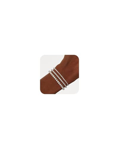 doubgood Gold Bracelets for Women, 5 Piece 14K Gold Plated Bracelet Stack Beaded Ball Jewelry Sets Gifts for Women - color: Style 4-Silver-7.25IN-(3+4+5mm)