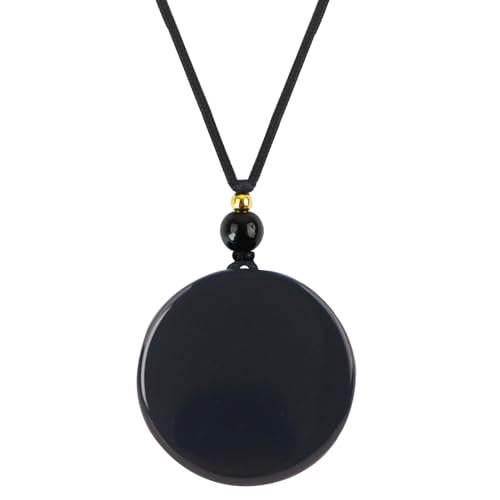 Obsidian Tree of Life Necklaces Orgonite Healing Crystal Stone Pendant Necklace for Spiritual Healing and Meditation Energy Talisman Sacred for Men Women - color: Black obsidian 3