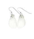 Popular Recycled Sea Glass Earrings on Sterling Silver Hooks - color: White 2
