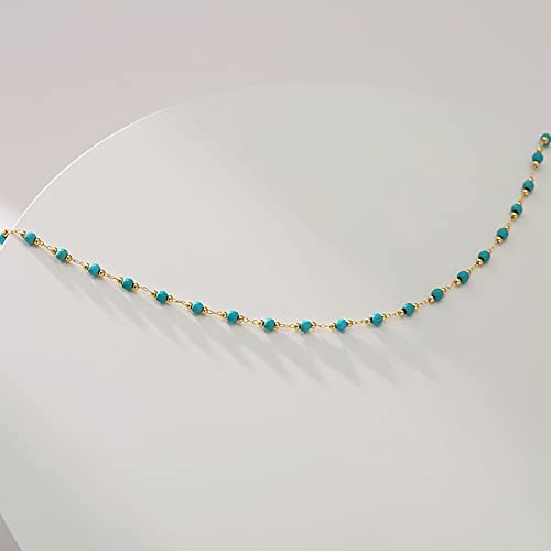 Beaded Choker Necklaces for Women 18k Gold Plated Dainty Gold Choker Necklaces for Women - style: turquoise choker