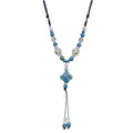 Boho Style Colorful Ceramic Bead Strand Necklace Adjustable Bohemian Jewelry Gift for Women, Fashion Clothing Matching Necklace - color: Speckled Teal