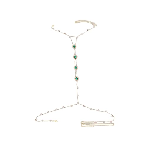 Full Rhinestone Harness Bra Body Chain for Men & Women - Sexy Bikini Crystal Bra Lingerie Festival Rave Waist Chain Body Accessories Jewelry - color: Gold