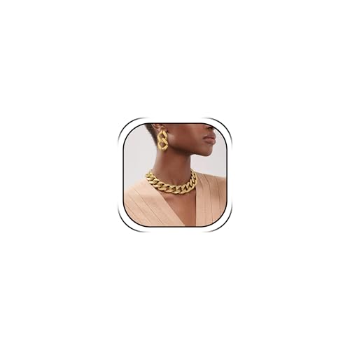 choice of all Chunky Gold Necklace Statement Necklace for Women Punk Chain Thick Gold Choker Jewelry Trendy Birthday Gifts - color: I:chunky necklace earrings set