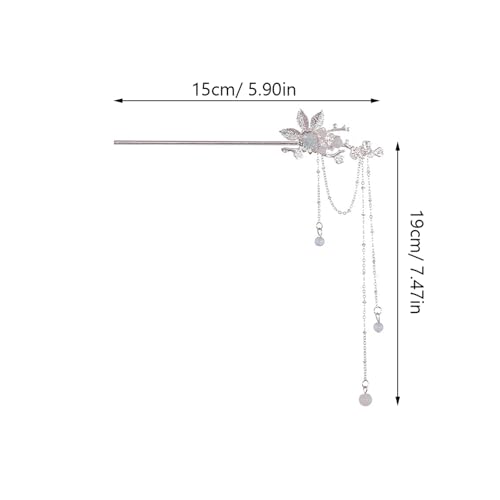 KALLORY Hair Stick for Women Tassel Flower Hairpin Lightweight Retro Hair Fork for Buns Wedding Party Styling Tool