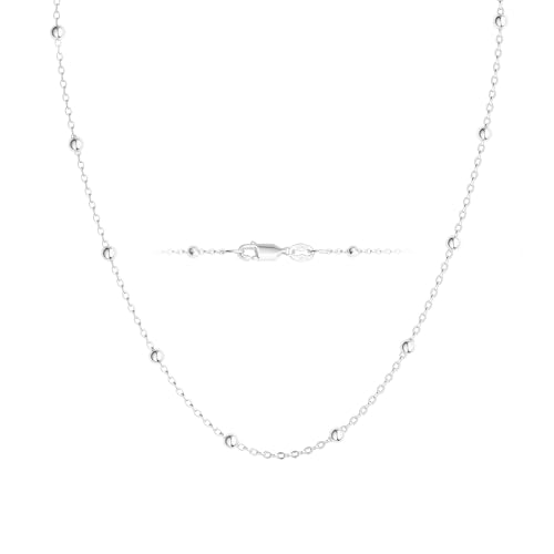 MBW Silver Paperclip Chain Necklace for Women,Dainty Sterling Silver Choker Necklaces for Women Trendy Simple Long Chunky Minimalist Waterproof Link Necklace Jewelry Gifts for Women 16/18/20 in - color: Beaded-17inch