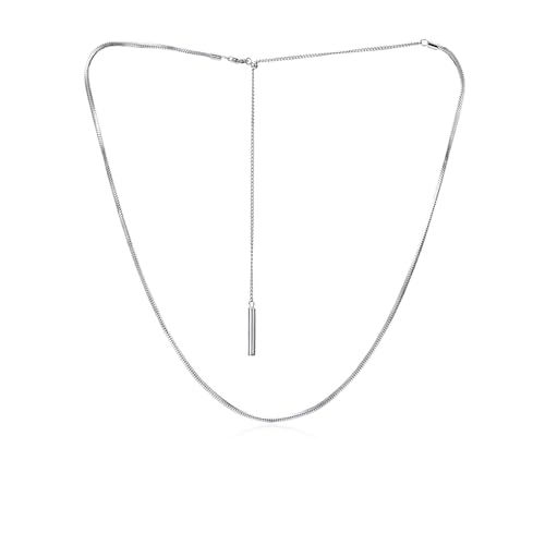 ARSIS 18K Gold Plated Herringbone Necklace Snake Chain Choker Dainty Layered Hypoallergenic Jewelry Gift for Women - color: Silver+Slider Chain