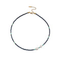 Turquoise Choker Necklace for Women, Western Crystal Bead & Pearl Necklace with Adjustable Chain Natural Stone Energy Jewelry, Boho Beaded Choker for Gifts - color: Turq Baroque Pearl