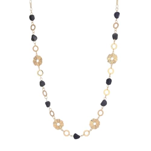 Long Gold Necklaces for Women Dainty Natural Stone Beaded Gold Necklace Mothers Day Gifts Boho Gold Costume Jewelry for Women - color: Black