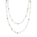Long 48" Beaded Necklace for Women Boho Knot Strand Chunky Shell Crystal Beads Fashion Costume Jewelry for Gifts - color: White