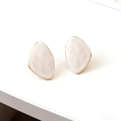 Statement Earrings for Women Big Earrings Large Statement Earrings Chunky Irregular Geometric Drop Dangle Earrings Oval Round Pebble Shape Earrings Chunky Jewelry - style: White