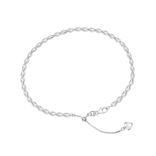 LeCalla 925 Sterling Silver Adjustable Anklets for Women | Women's Anklet Bracelets Foot Jewelry | Chain Link Anklets Silver Jewelry | Summer Beach Jewelry for Wife Girlfriend Her - color: Oval Bead Ball Bolo