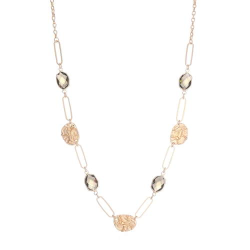 Long Gold Necklaces for Women Dainty Natural Stone Beaded Gold Necklace Mothers Day Gifts Boho Gold Costume Jewelry for Women - color: 79-Grey Crystal