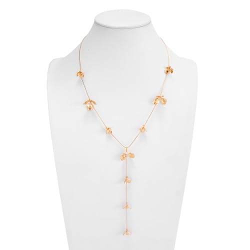 Gold Flower Y Chain Necklace for Women Layered Flower Pendant Choker Long Rhinestone Chain Necklace Party Prom Jewelry - color: Gold B