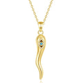 INFUSEU Italian Horn Necklace with Evil Eye for Women Protection Good Luck Gifts - color: Gold, style: Style B
