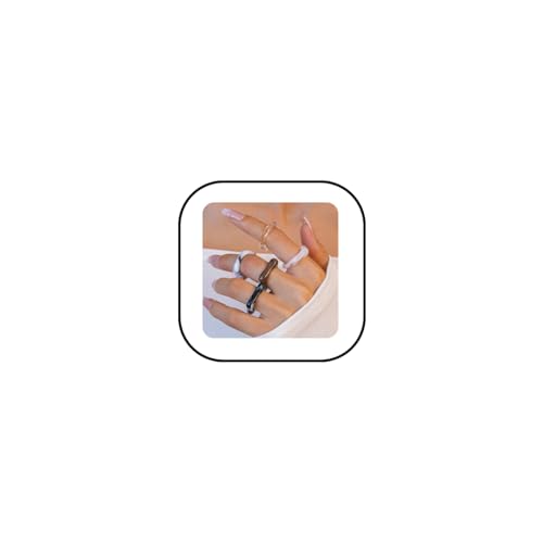GYRMMUE Vintage Chunky Resin Ring Set for Women,Multicolor Acrylic Stackable Rings Irregular Plastic Knuckle Ring Set Y2k Aesthetic Statement Midi Rings Thick Dome Finger Jewelry - color: Gray