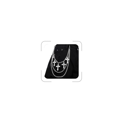 Pants Chain Wallet Chain Punk Chain Hip Hop Butterfly Lock Charm Jeans Chains Rock Chains for Women Men Hipster Women Fashion Trendy Waist Pants Chain Jewelry Clothing Accessories - color: cross 1