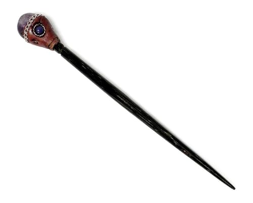Mia Jewel Shop - Natural Tumbled Healing Gemstone Crystal Chonta Wooden Hair Sticks – Handmade Hair Sticks for Women | Hair Pins Boho Reiki Accessories, Fashion Gifts (Purple Amethyst) - color: Purple Amethyst
