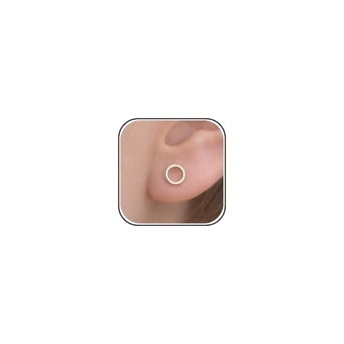 Gold Circle Earrings for Women Circle Stud Earrings Simple Tiny Triangle Square Bar Stud Earrings Trendy Jewelry Gifts - color: A2：silver circle earrings